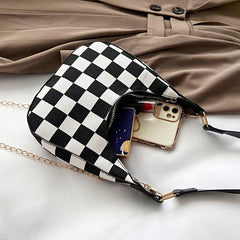 Casual Plaid Pouch Chain Underarm Bag Tote Messenger Bags