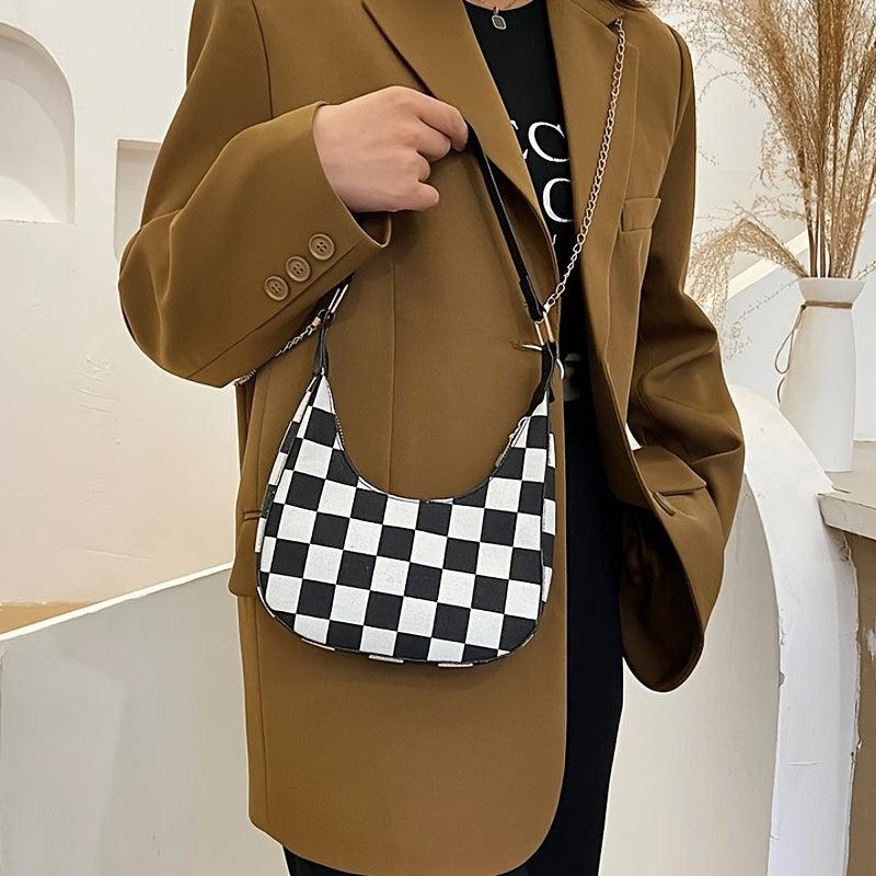 Casual Plaid Pouch Chain Underarm Bag Tote Messenger Bags