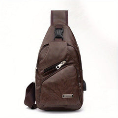 Outdoor Sports Sling Bag Vintage PU Chest Bag