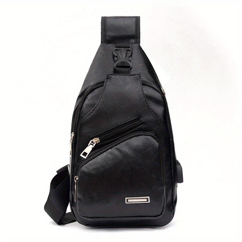 Outdoor Sports Sling Bag Vintage PU Chest Bag