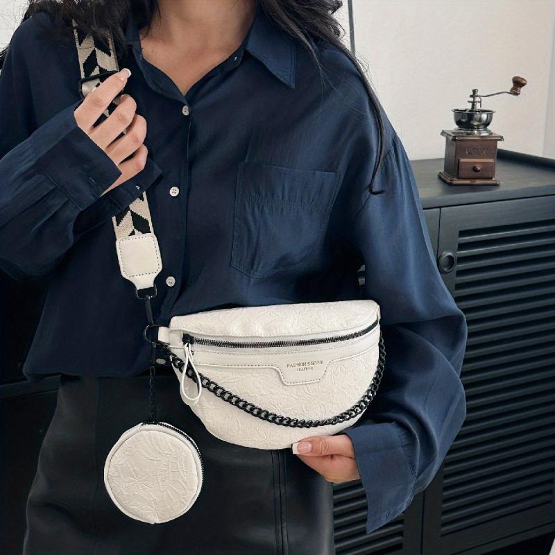 Jacquard Waist Pack Zipper Chest Bag With Coin Purse