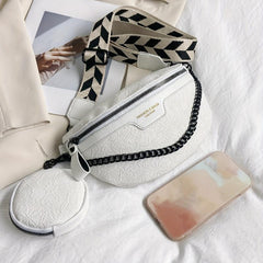 Jacquard Waist Pack Zipper Chest Bag With Coin Purse