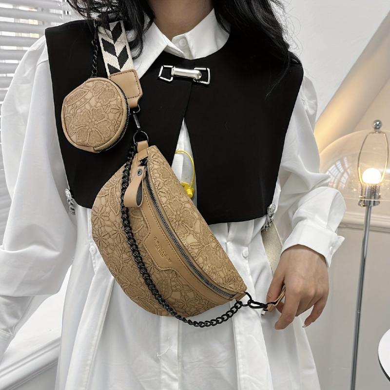 Jacquard Waist Pack Zipper Chest Bag With Coin Purse