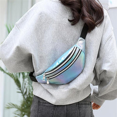Laser Fanny Pack Women's Zipper Front Waist Bag
