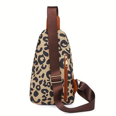 Leopard Print Sling Bag Women's Zipper Front Chest Bag