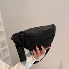 Canvas Fanny Pack Zipper Front Crossbody Bag