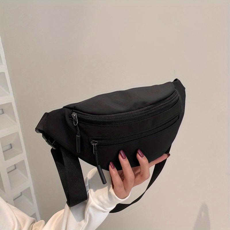 Canvas Fanny Pack Zipper Front Crossbody Bag