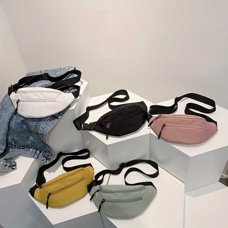 Canvas Fanny Pack Zipper Front Crossbody Bag