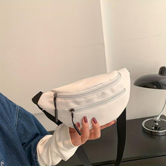 Canvas Fanny Pack Zipper Front Crossbody Bag