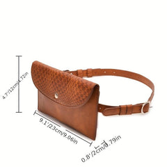 Plaid Saddle Cell Phone Holder Flap Bag PU Leather Fanny Pack