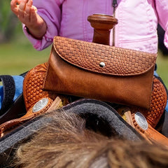 Plaid Saddle Cell Phone Holder Flap Bag PU Leather Fanny Pack