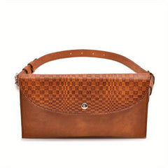 Plaid Saddle Cell Phone Holder Flap Bag PU Leather Fanny Pack