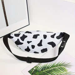 Cow Pattern Fanny Pack Women Nylon Crossbody Purse Sports Running Chest Bag