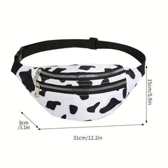 Cow Pattern Fanny Pack Women Nylon Crossbody Purse Sports Running Chest Bag