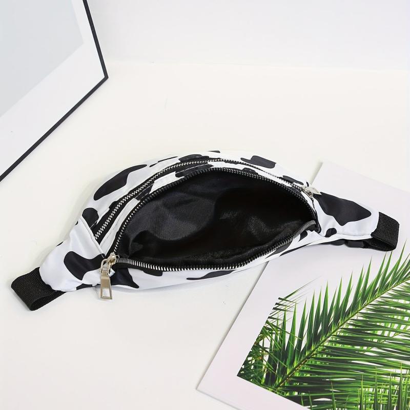 Cow Pattern Fanny Pack Women Nylon Crossbody Purse Sports Running Chest Bag