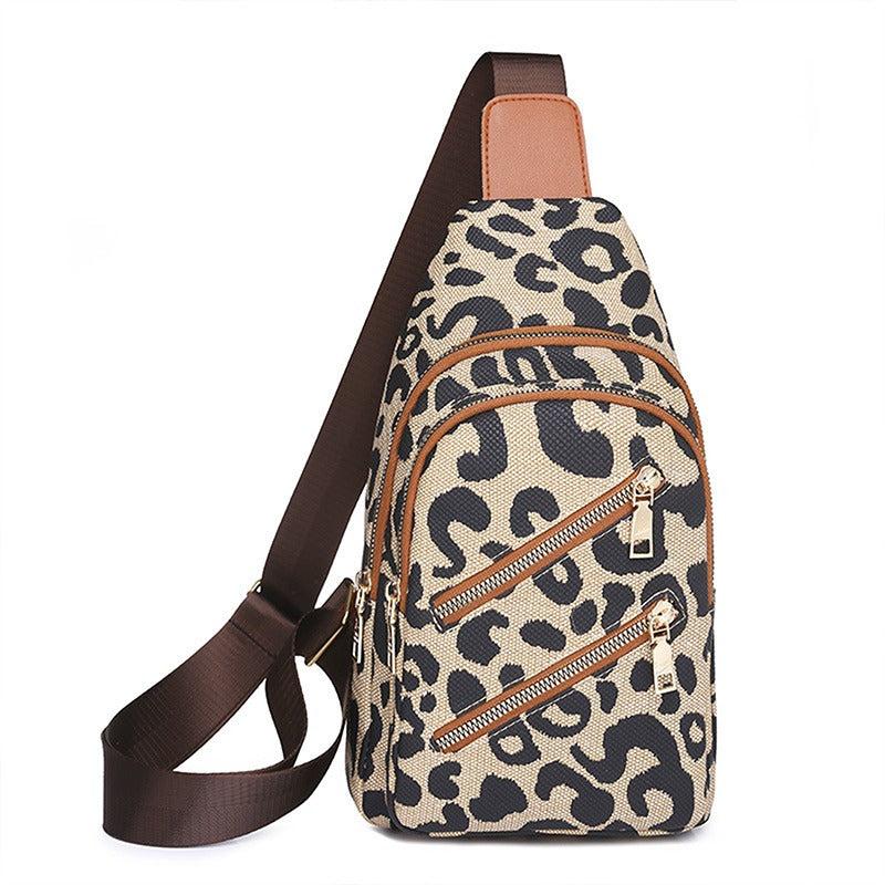 Leopard Pattern Sling Bag Front Chest Purse Crossbody Bag