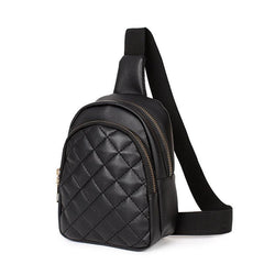 Argyle Quilted Crossbody Chest Bag Zipper Sling Bag Solid Shoulder Purse