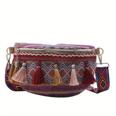 Ethnic Tassel Waist Bag Textured Lightweight Fanny Pack