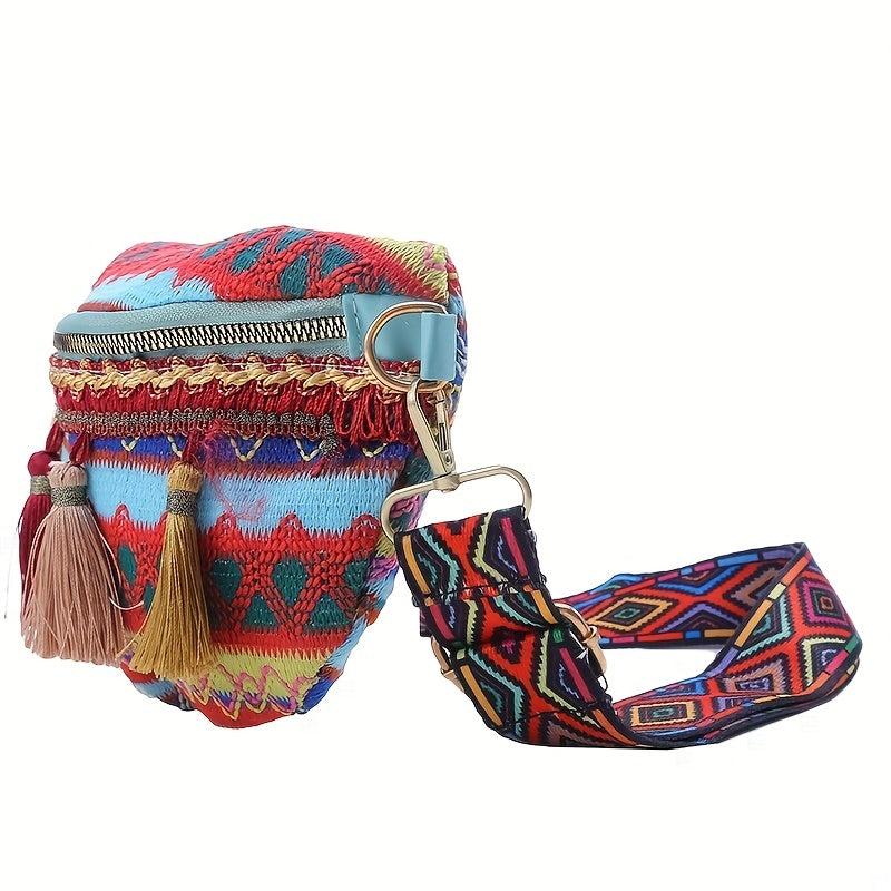 Ethnic Tassel Waist Bag Textured Lightweight Fanny Pack