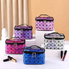 Laser Geometric Pattern Cosmetic Bag Zipper Storage Handbag