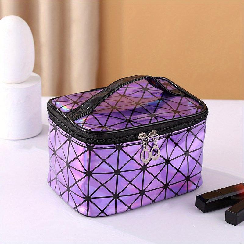 Laser Geometric Pattern Cosmetic Bag Zipper Storage Handbag