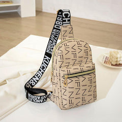 Letter Graphic Sling Bag Faux Leather Chest Purse Women's Crossbody Bag