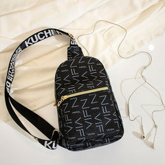 Letter Graphic Sling Bag Faux Leather Chest Purse Women's Crossbody Bag