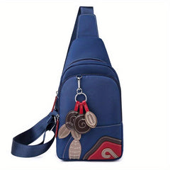 Flower Embroidery Sling Bag Nylon Crossbody Chest Bag
