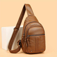 Vintage Pocket Chest Bag Crossbody Zipper Bag Women's Sling Purse