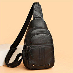 Vintage Pocket Chest Bag Crossbody Zipper Bag Women's Sling Purse