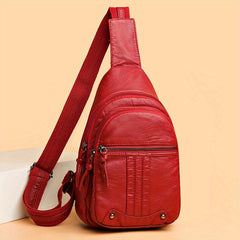 Vintage Pocket Chest Bag Crossbody Zipper Bag Women's Sling Purse