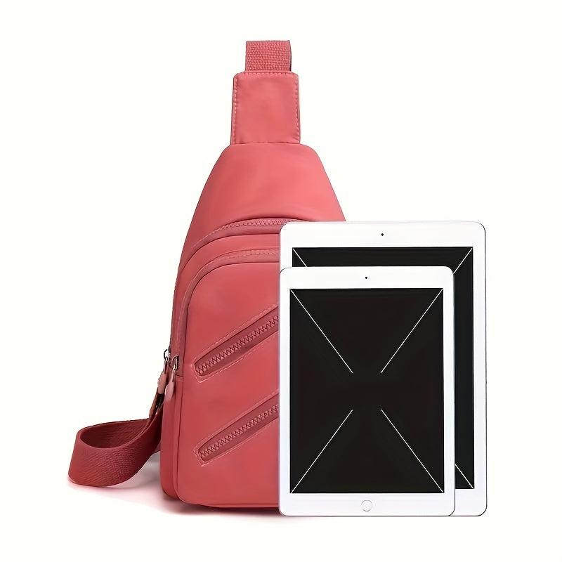 Casual Zipper Decor Sling Bag Outdoor Travel Chest Bag