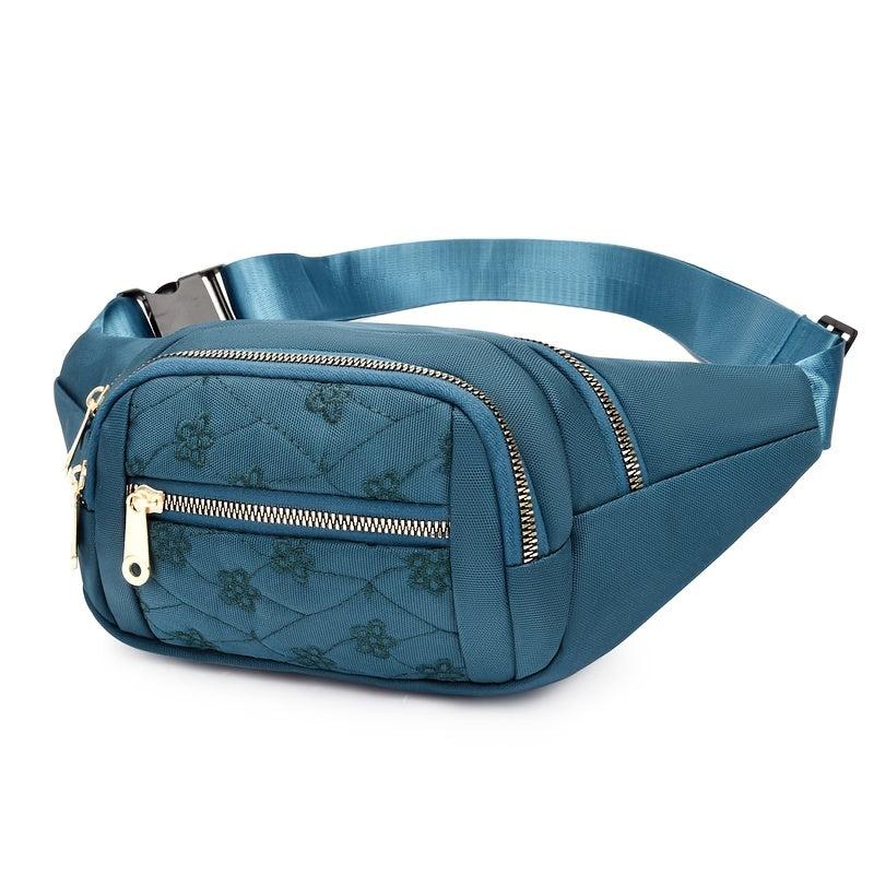Flower Embroidery Nylon Fanny Pack Women's Crossbody Chest Bag