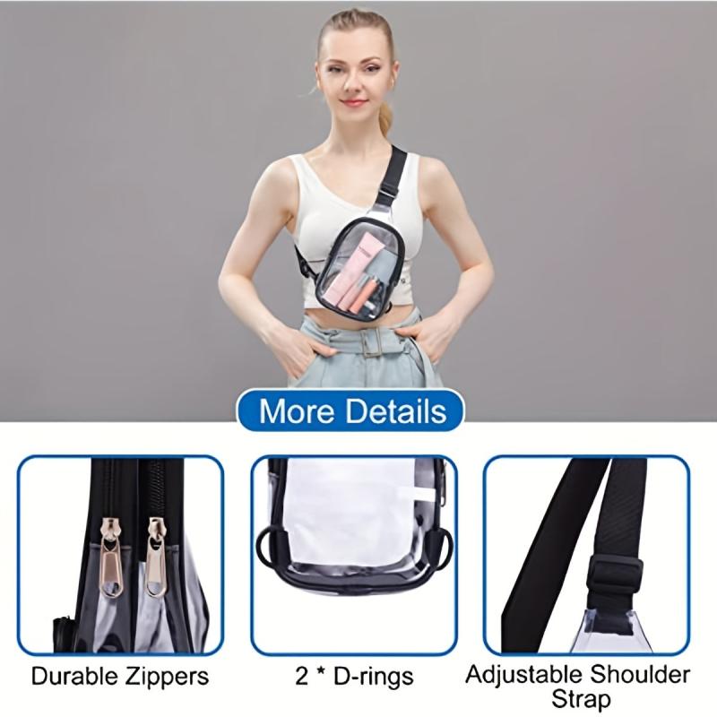Clear Sling Bag for Women Stadium Approved Waterproof PVC Chest Bag