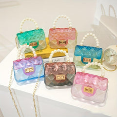 Mini Transparent Jelly Crossbody Bag with Pearl Decor