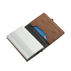 Men's RFID Blocking Card Case Aluminum Alloy Automatic Pop Up Credit Card Holder