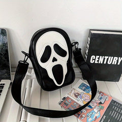 Funny Ghost Skeleton Messenger Bag Crossbody PU Leather Mobile Phone Card Holder