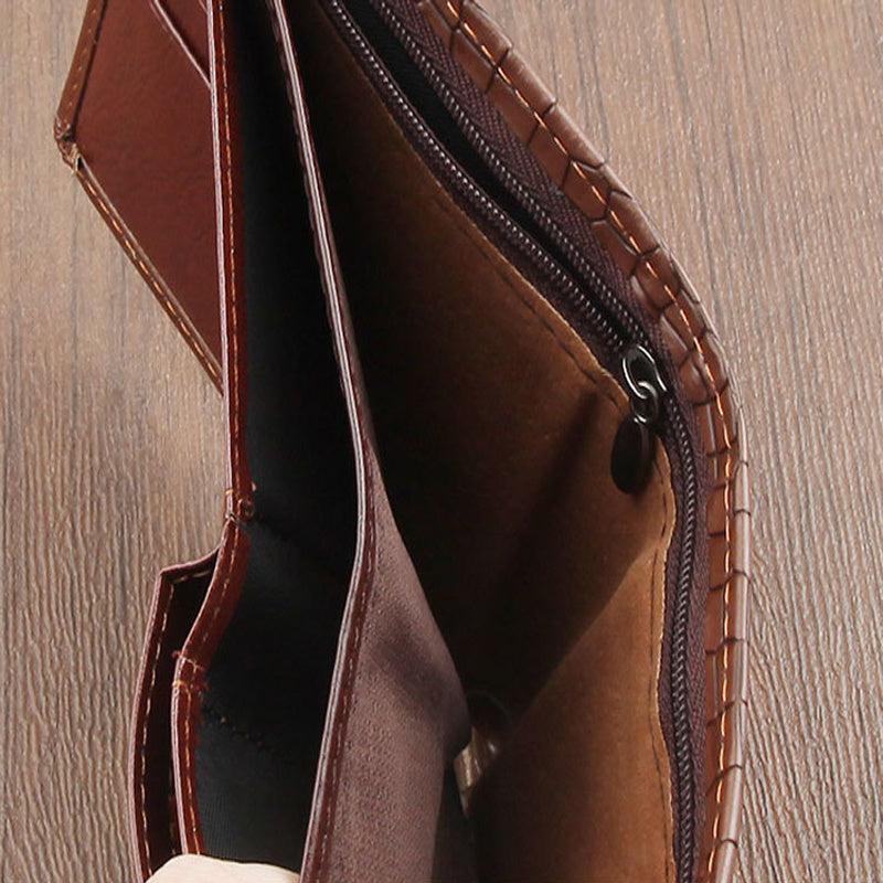 Men's Crocodile Style PU Leather Wallet With Zipper Card Slots