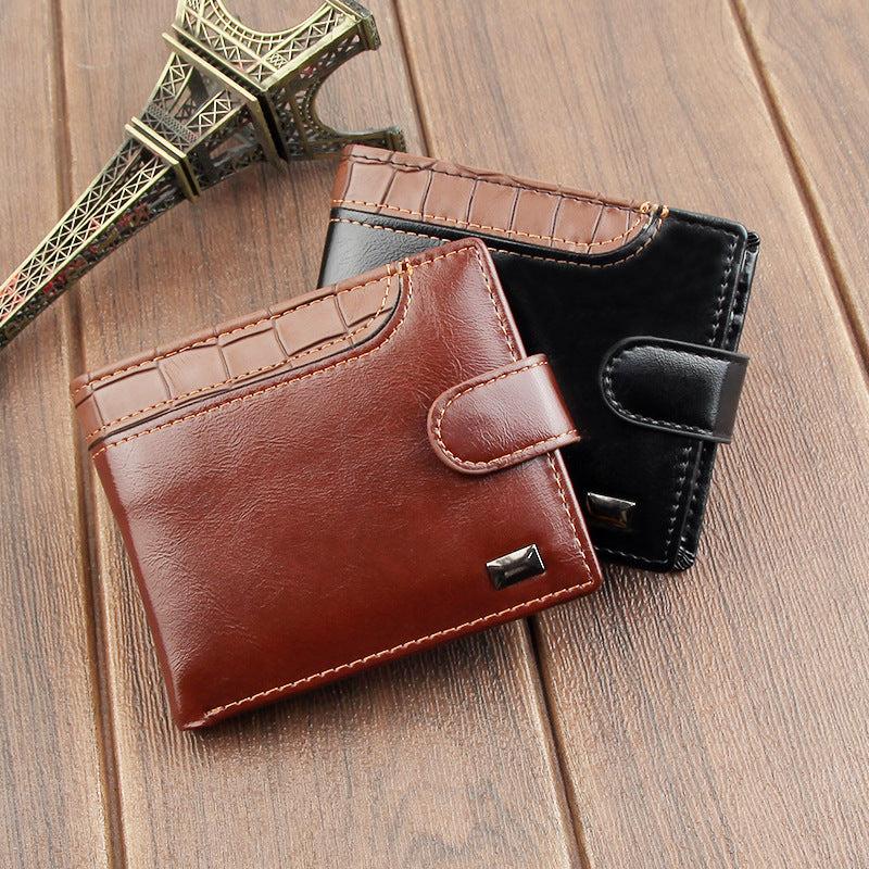 Men's Crocodile Style PU Leather Wallet With Zipper Card Slots