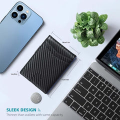 Men's RFID Blocking Carbon Fiber Braided Wallet Money Clip