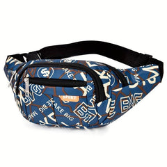 Letter Pattern Waist Bag Sports Zipper Belt Bag