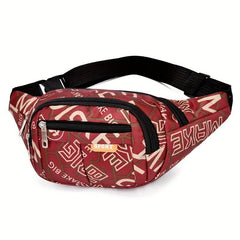 Letter Pattern Waist Bag Sports Zipper Belt Bag