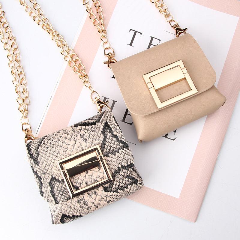 Mini Chain Crossbody Bag PU Leather Textured Bag Purse