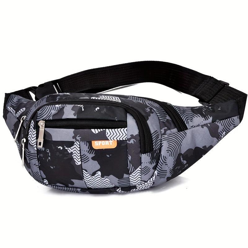 All Over Letter Pattern Waist Bag Casual Zipper Belt Bag Sports Zipper Bag