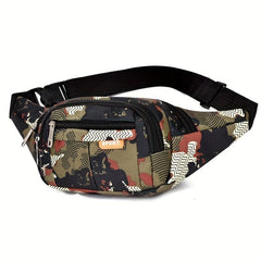 All Over Letter Pattern Waist Bag Casual Zipper Belt Bag Sports Zipper Bag
