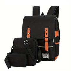 3pc Men's Casual Backpack School Bag Crossbody Bag Set