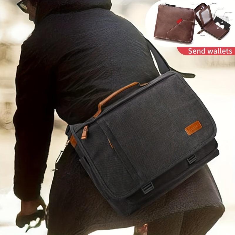 Crazy Horse Leather Shoulder Bag Men Messenger Briefcase Retro