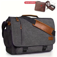 Crazy Horse Leather Shoulder Bag Men Messenger Briefcase Retro