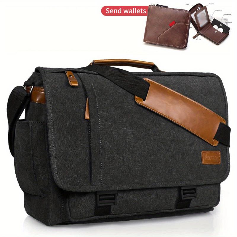 Crazy Horse Leather Shoulder Bag Men Messenger Briefcase Retro