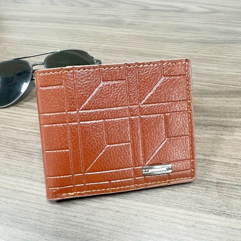 Men's Plaid Short Wallet Large Capacity Card Wallet